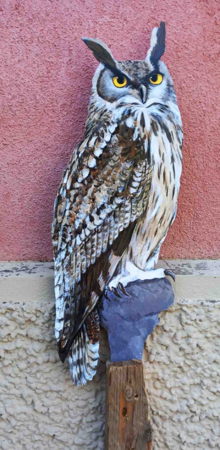 Uhu-bubo bubo-Gartendeko-wetterfest-Handarbeit-Unikat
